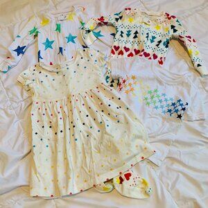 4-Piece Primary Rainbow Hearts, Stars, and Dots Bundle - Size 12-18 Months /1yr